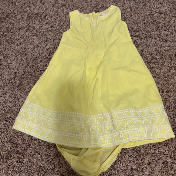 Janie and Jack Yellow and White Dress 18-24 Months Sleeveless Geometric Bloomers - Picture 1 of 3